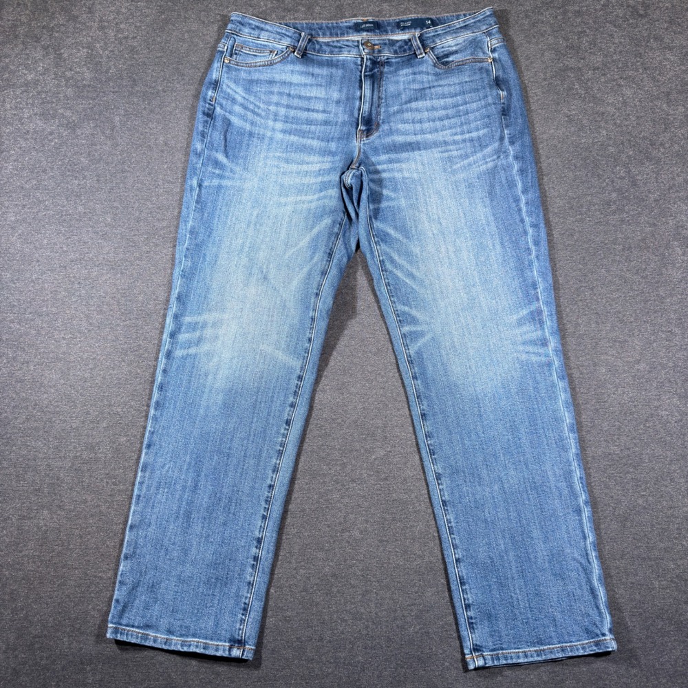 J. Jill Relaxed Boyfriend Jeans Womens 14 Blue Denim Stretch Mid Rise Straight